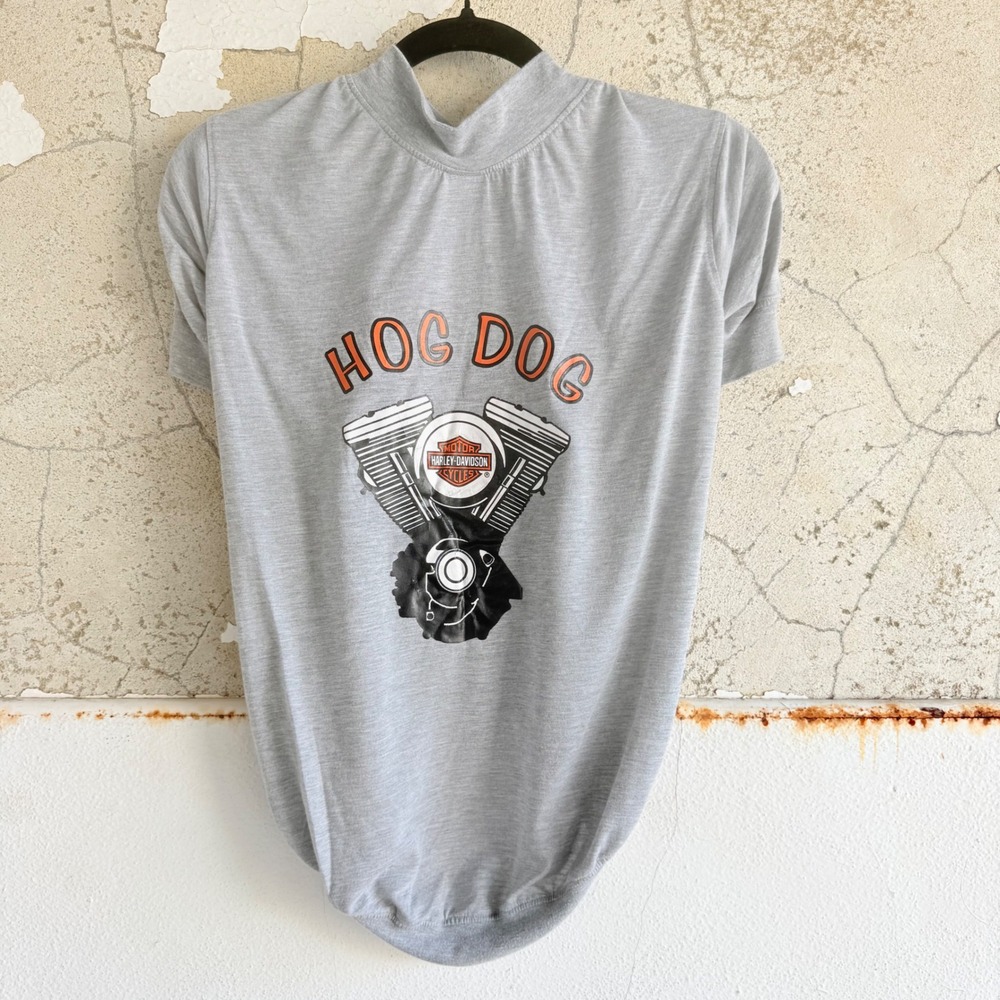 Vintage Harley Davidson Dog Shirt Hog Dog Graphic Biker Pet Apparel Grey XL Y2K